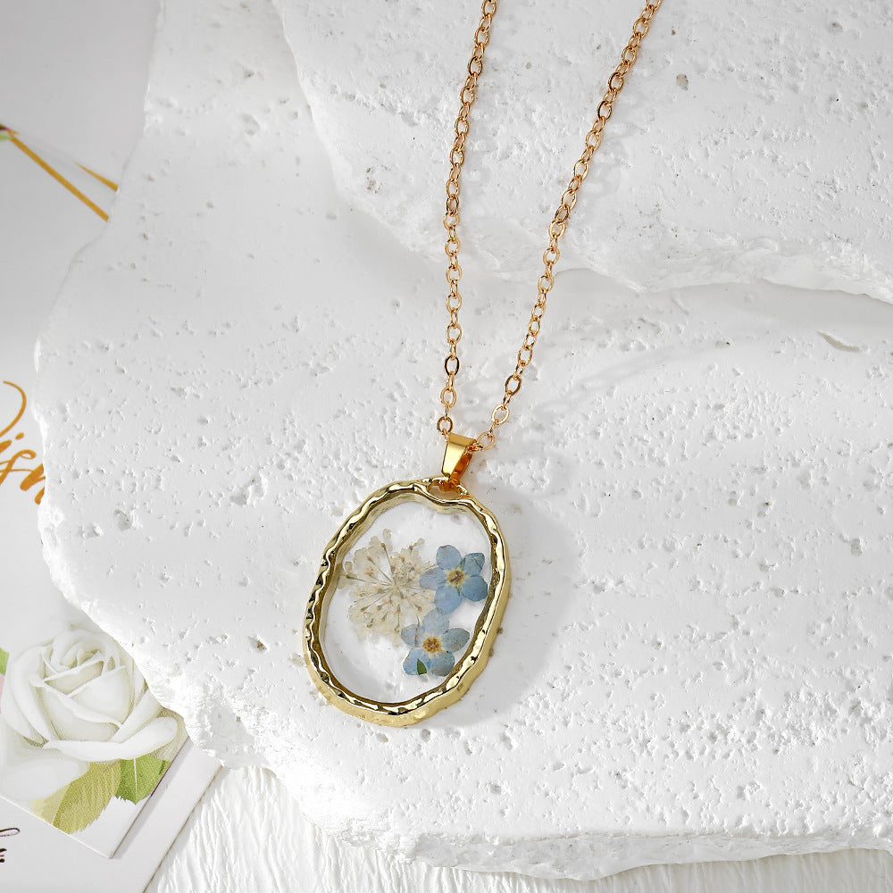 Wholesale Trendy Resin Flower Pendant Necklace with Preserved Flower,  Fashion Jewelry Accessory for Resale