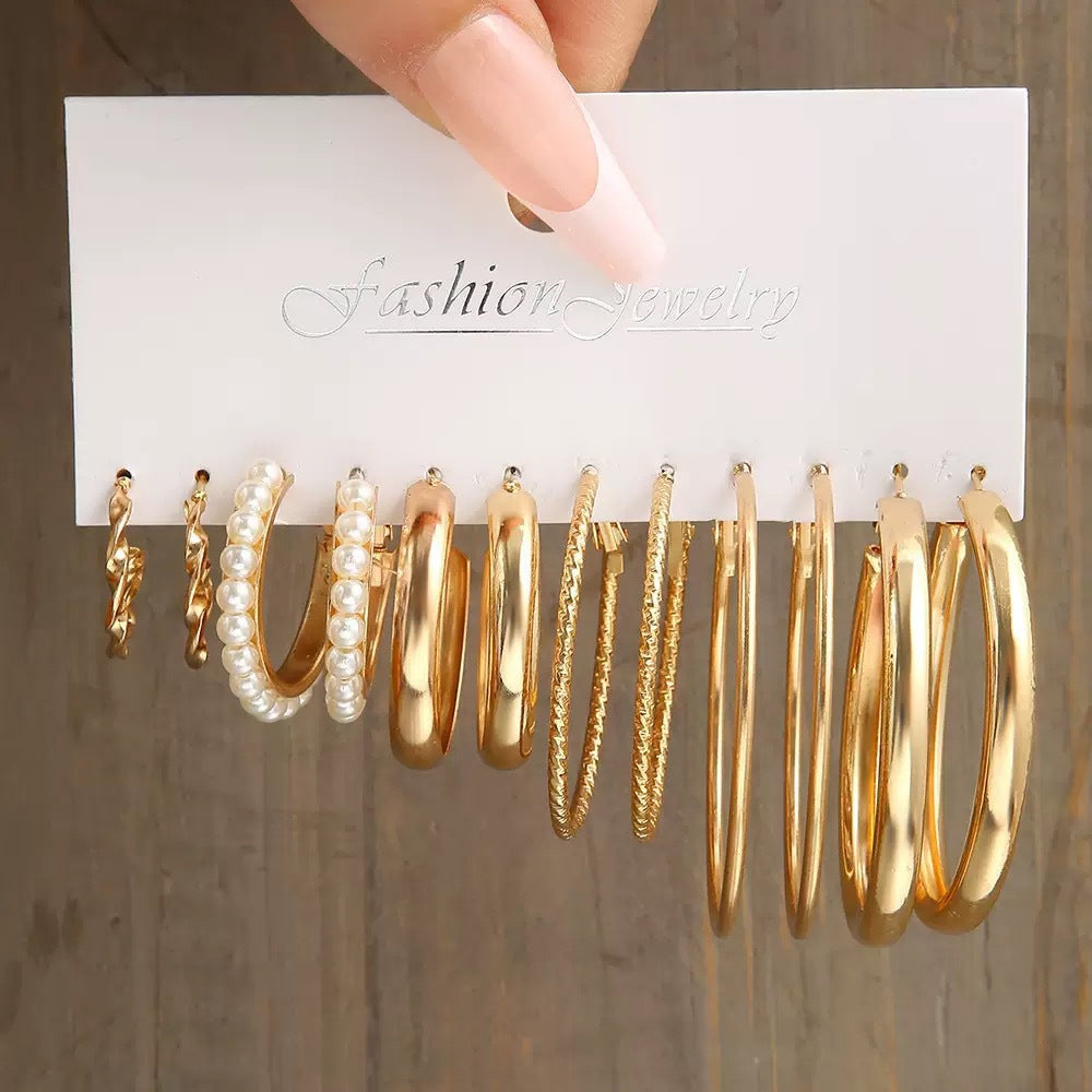 Wholesale Alloy Geometric Square Earrings Set Ins Style Fashion Jewelry Accessory