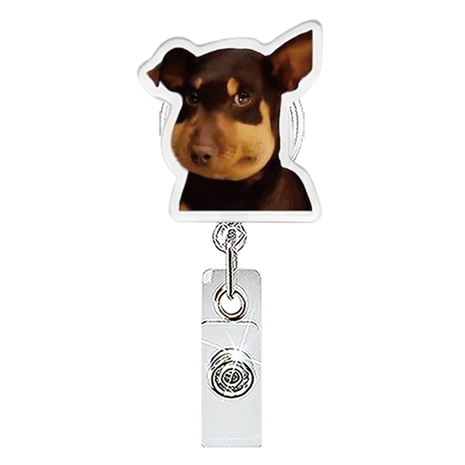 Wholesale Trendy Acrylic Animal Dog Cat Retractable Badge Reel ABS Material for ID Card Keychain Accessory