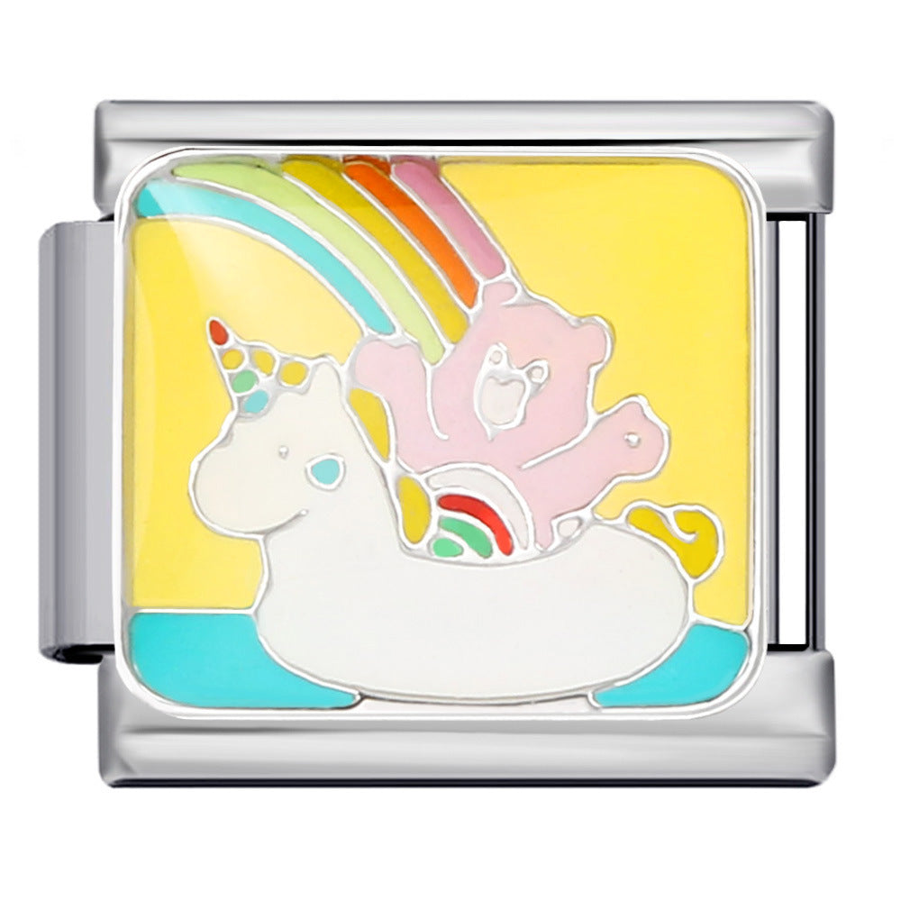 Wholesale Italian Charm Bracelet 9mm DIY Classic cute bear  Creative Stainless Steel Composable Bracelet