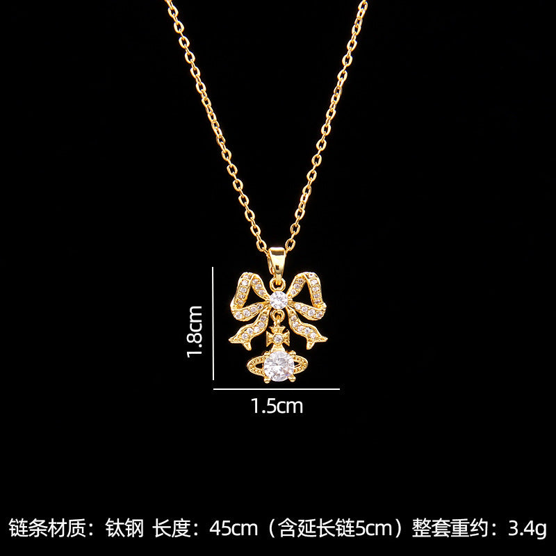 Wholesale saturn necklace with zircon pendant necklace ACC-NE-Rongc005