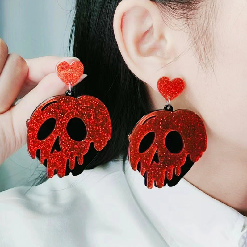 Wholesale Trendy Acrylic  Earrings with Skull Pumpkin Design - Jewelry Accessory for Party Wear and Gift