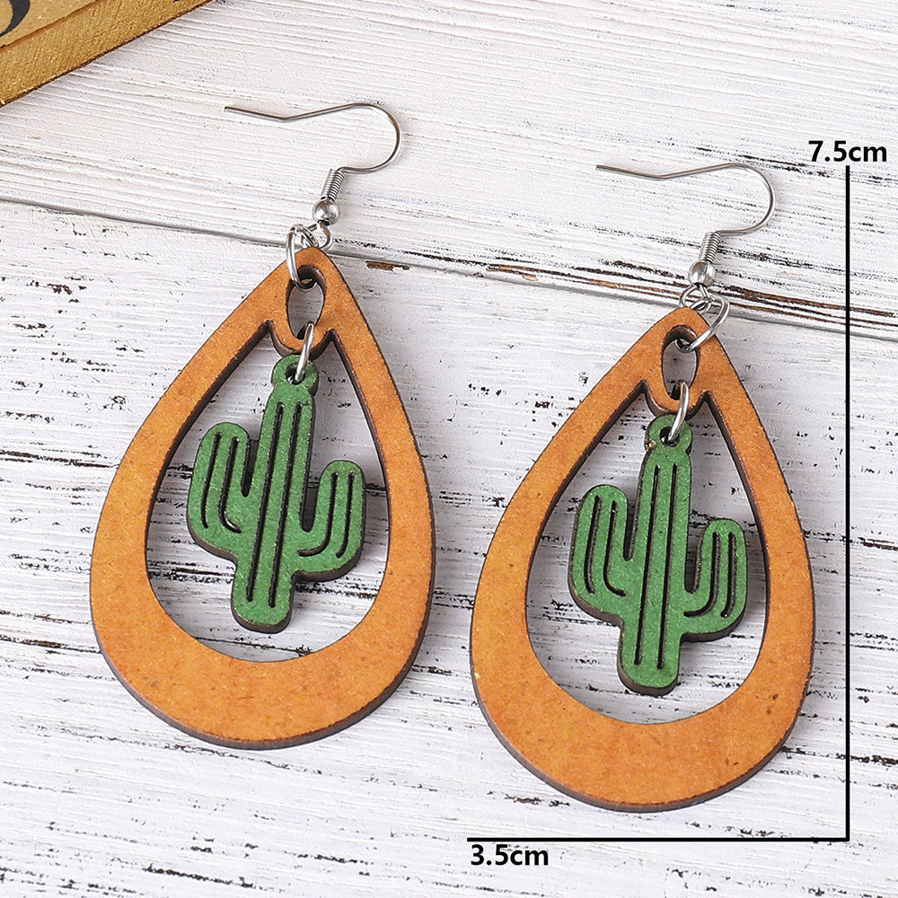 Wholesale Bohemian Hollow Cactus Earrings