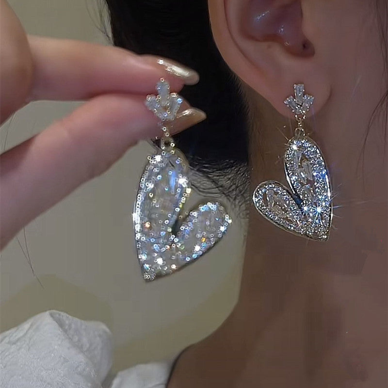 Wholesale Love Full Diamond Crystal Alloy Earrings
