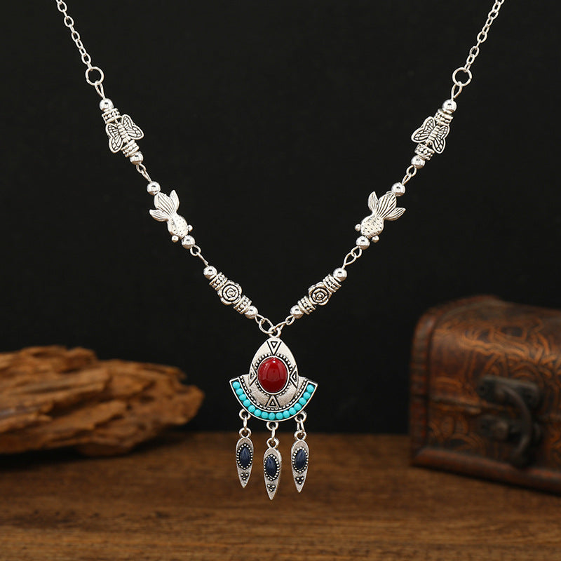 Wholesale Ethnic Style Tassel Vintage Necklace ACC-NE-Luox002