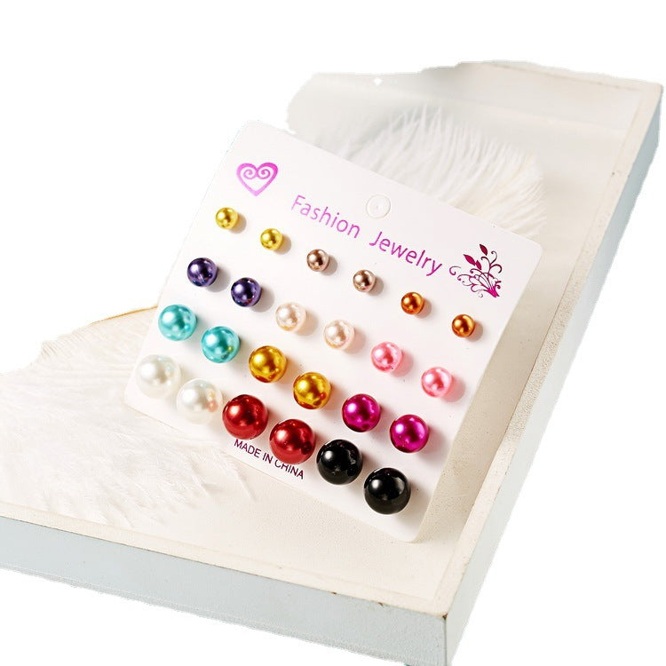 Wholesale pearl jewelry round mixed color resin earrings