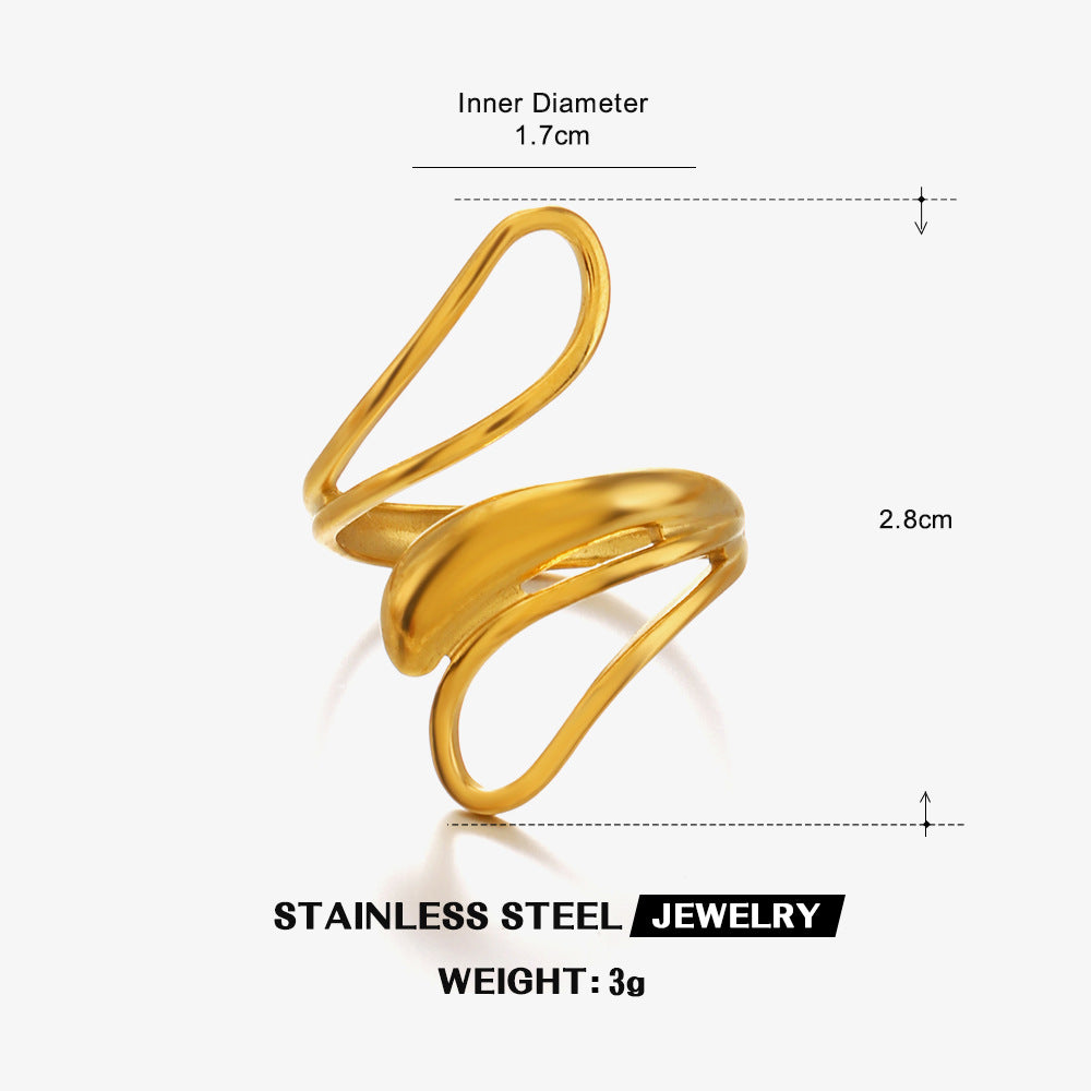 Wholesale Stainless Steel Electroplated Hip Hop Open Ring Fashion Accessory Gift for Women