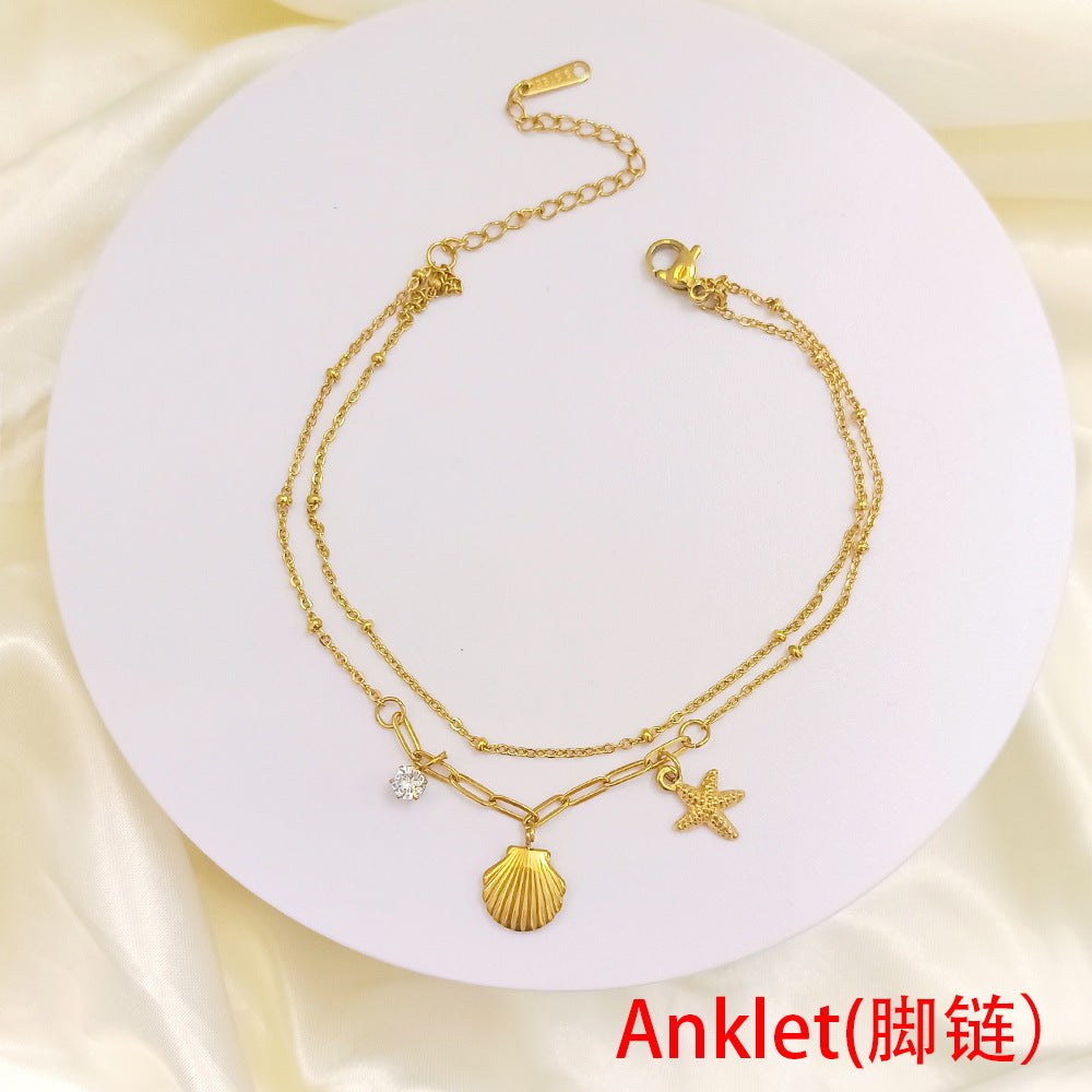 Wholesale 18K Gold Titanium Steel Non-fading Anklet ACC-AS-QiYun004