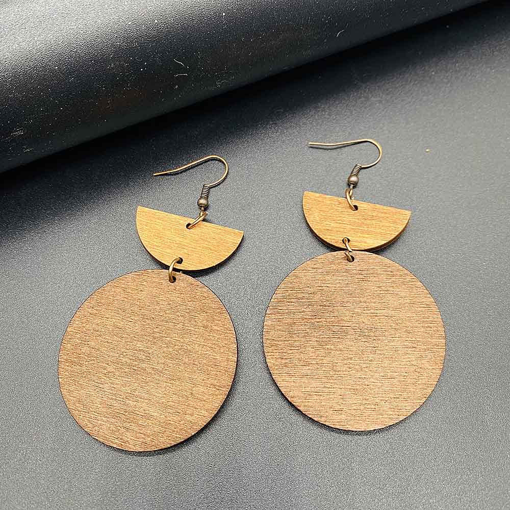 Wholesale Vintage-Style Wooden Round Turquoise Earrings