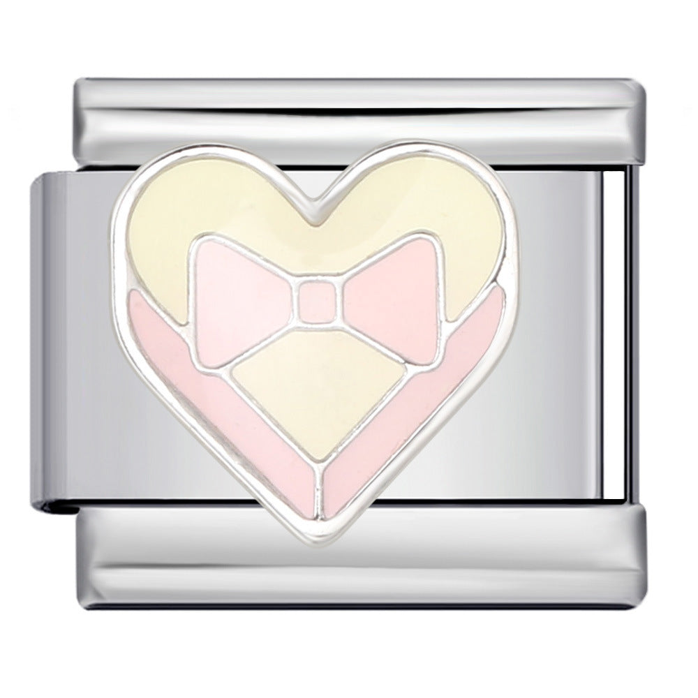 Wholesale Italian Charm Bracelet 9mm DIY Splicing Removable Colored Heart Stainless Steel Composable Bracelet