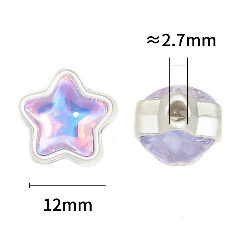 Wholesale 50pcs 12mm Mermaid Aurora Diamond Five-pointed Star Four-way Beads Diy Accessories ACC-BDS-BLG086