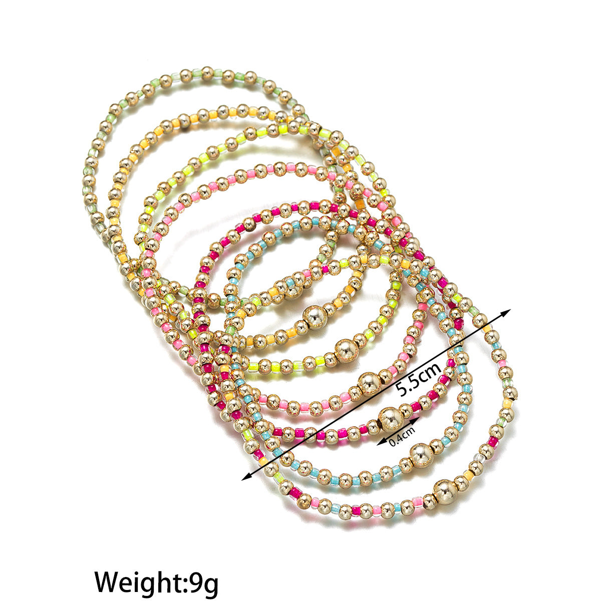 Wholesale Rice beads colorful beaded elastic bracelet for women