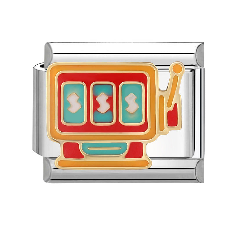 Wholesale Italian Beaded Bracelet 9mm DIY Splicing Removable Orange Game Series Titanium Steel Combinable Bracelet