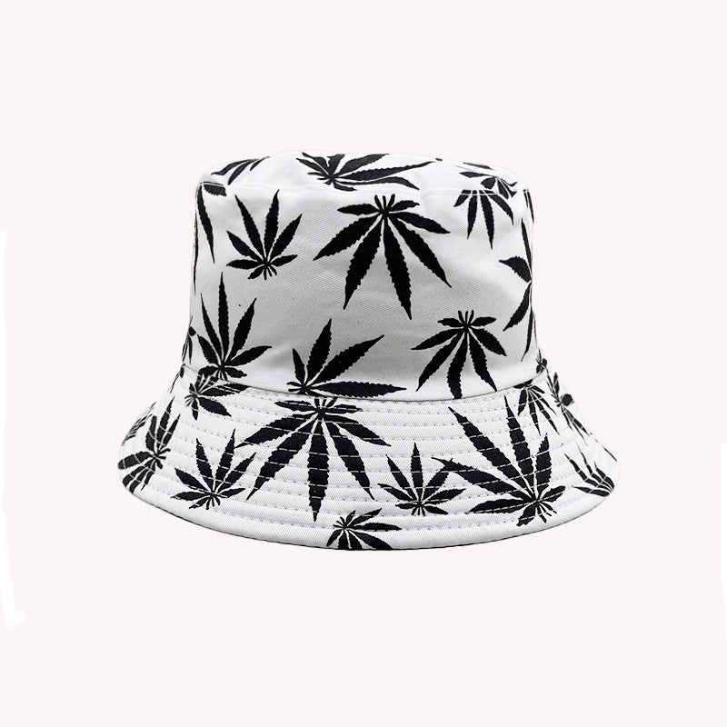 Wholesale Palm Tree Print Reversible Bucket Hat Breathable Autumn Hand-Painted Sun Hat Fashion Accessory