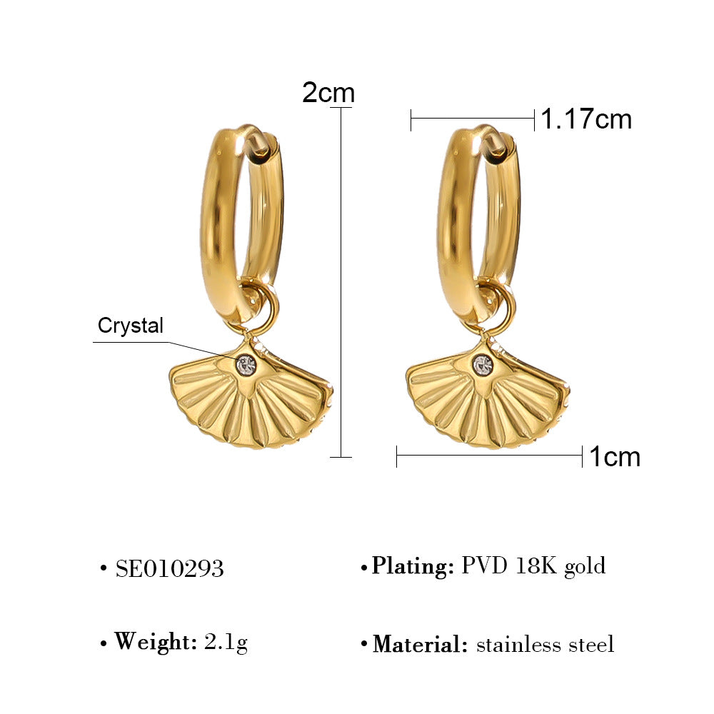 Wholesale Geometric earrings fan-shaped butterfly diamond hoop earrings