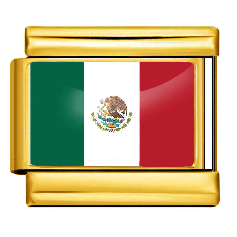 Wholesale 5pcs Italian Charm Bracelet 9mm DIY Splicing Gold Base World Flag Stainless Steel Composable Bracelet