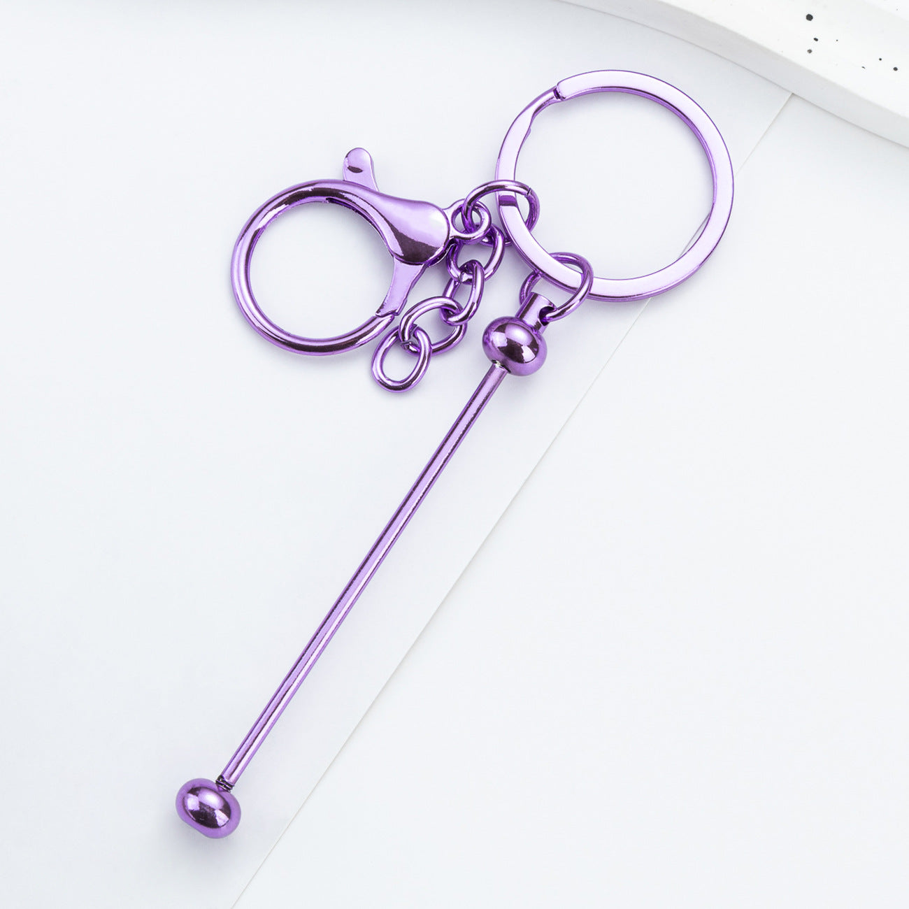 Wholesale DIY Beaded Keychain UV Electroplated Metal Keychain