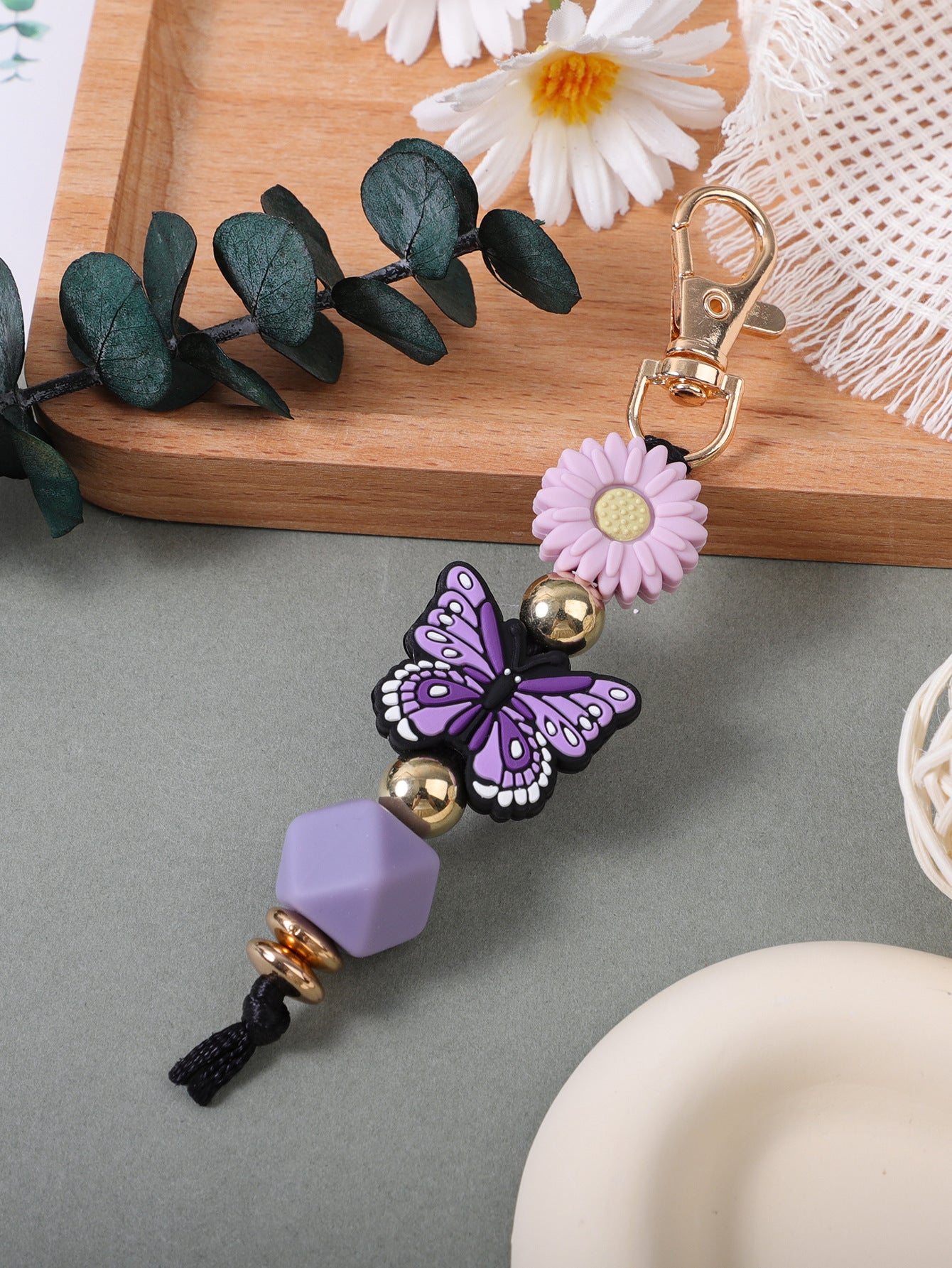Wholesale Cartoon Colorful Butterfly Daisy Keychain ACC-KC-JiuYa007