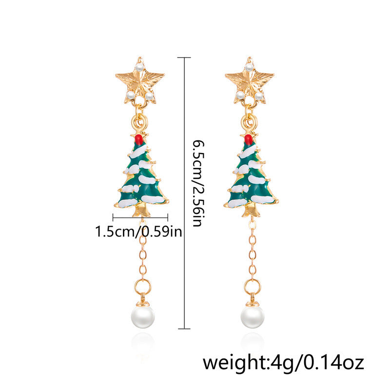 Wholesale Christmas ornaments diamond-encrusted Christmas tree snowflake wreath earrings