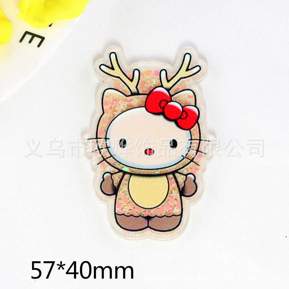 Wholesale 10pcs DIY Flatback Cartoon Christmas Snowman Acrylic Flatback Badge Reels Retractable Keychain DIY Accessories