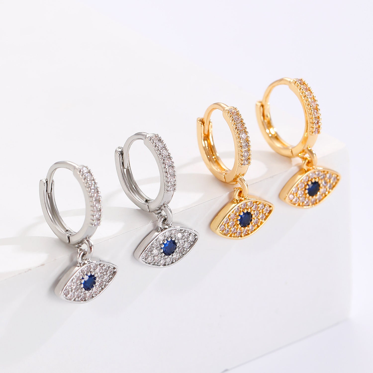 Wholesale Copper Evil Eye Zircon Earrings Trendy Fashion Accessory Boutique Resale