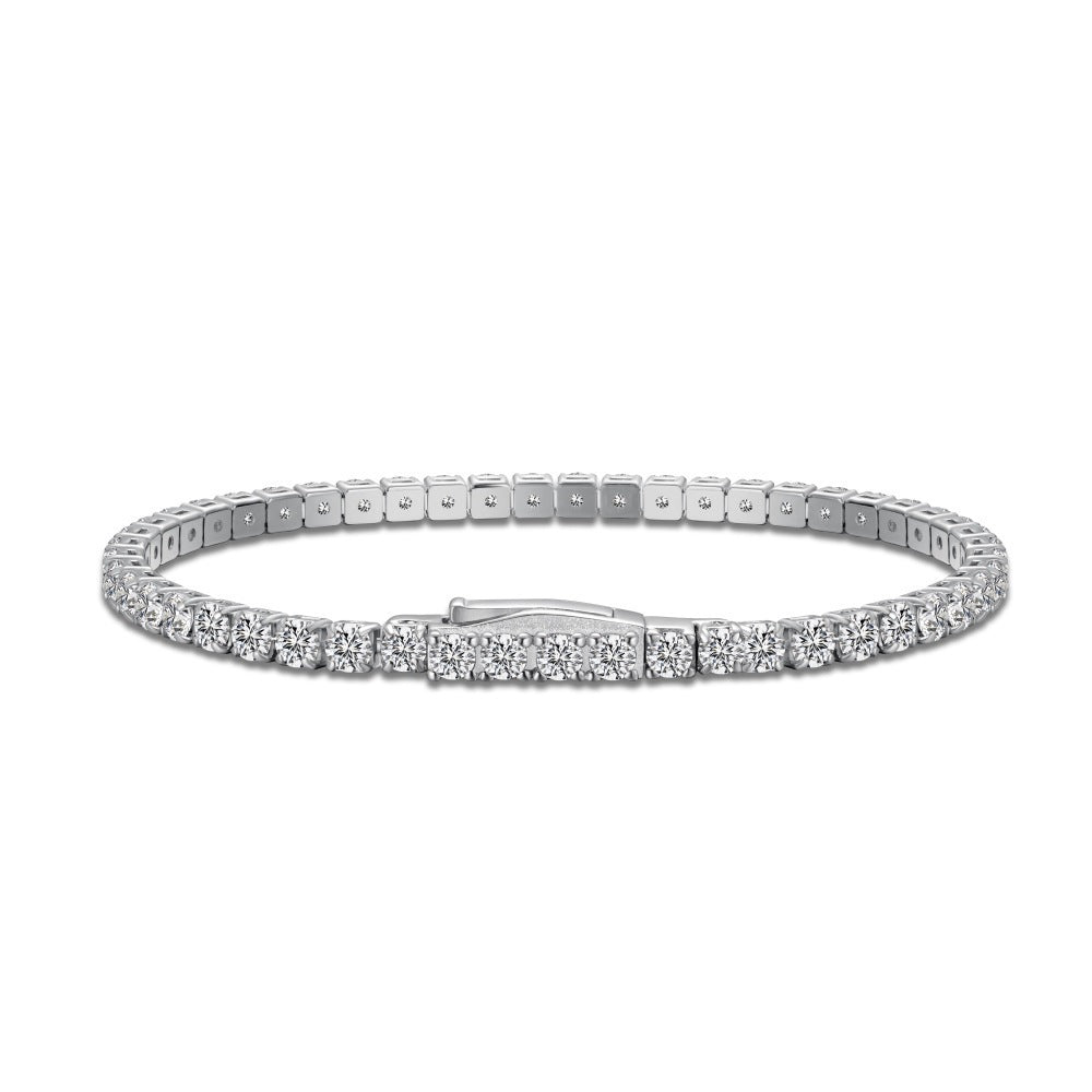 Wholesale 925 Sterling Silver Tennis Bracelet For Women Platinum Color Single Row Stone Clasp Everyday Jewelry Accessory