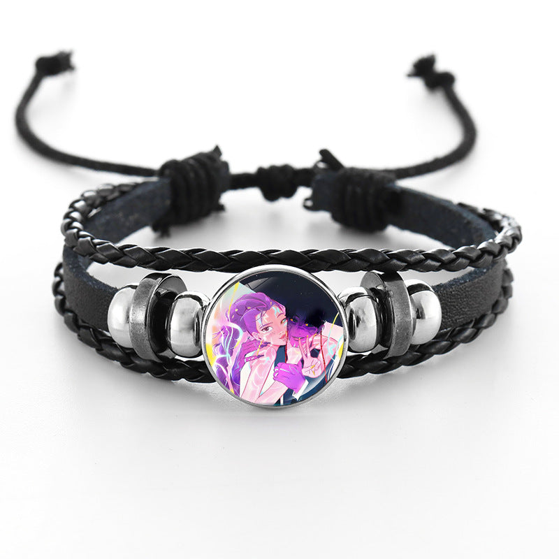 Wholesale Demon Hunter Bracelet Time Gem Bracelet Men and Women All-match Braided Black Bracelet kpop