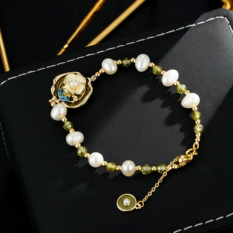 Wholesale Natural Freshwater Pad French Vintage Oil Painting Bracelet