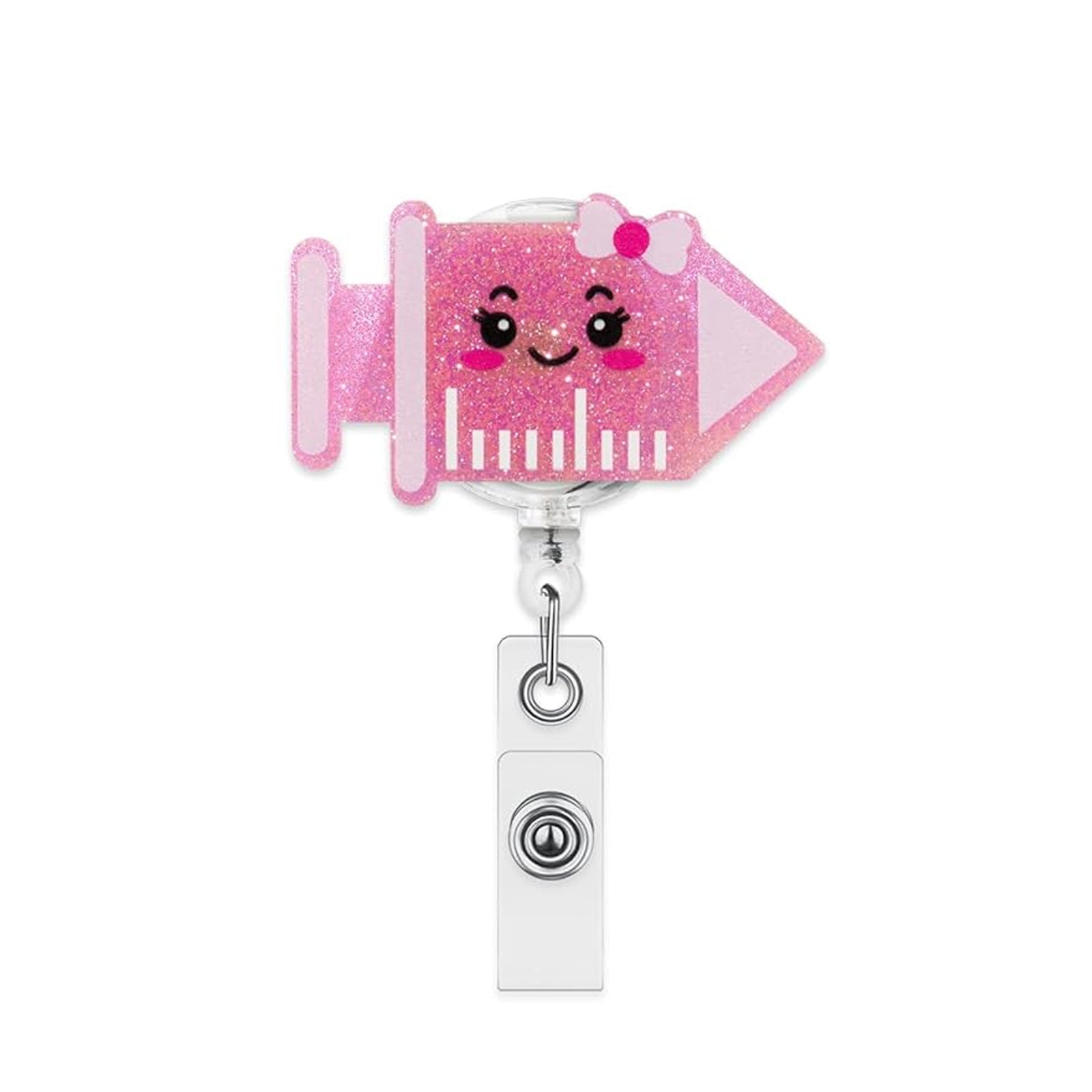 Wholesale Pink Acrylic Retractable Badge Reel for Medical Staff Everyday ID Card Holder