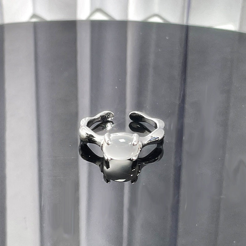 Wholesale texture Opal personality open ring