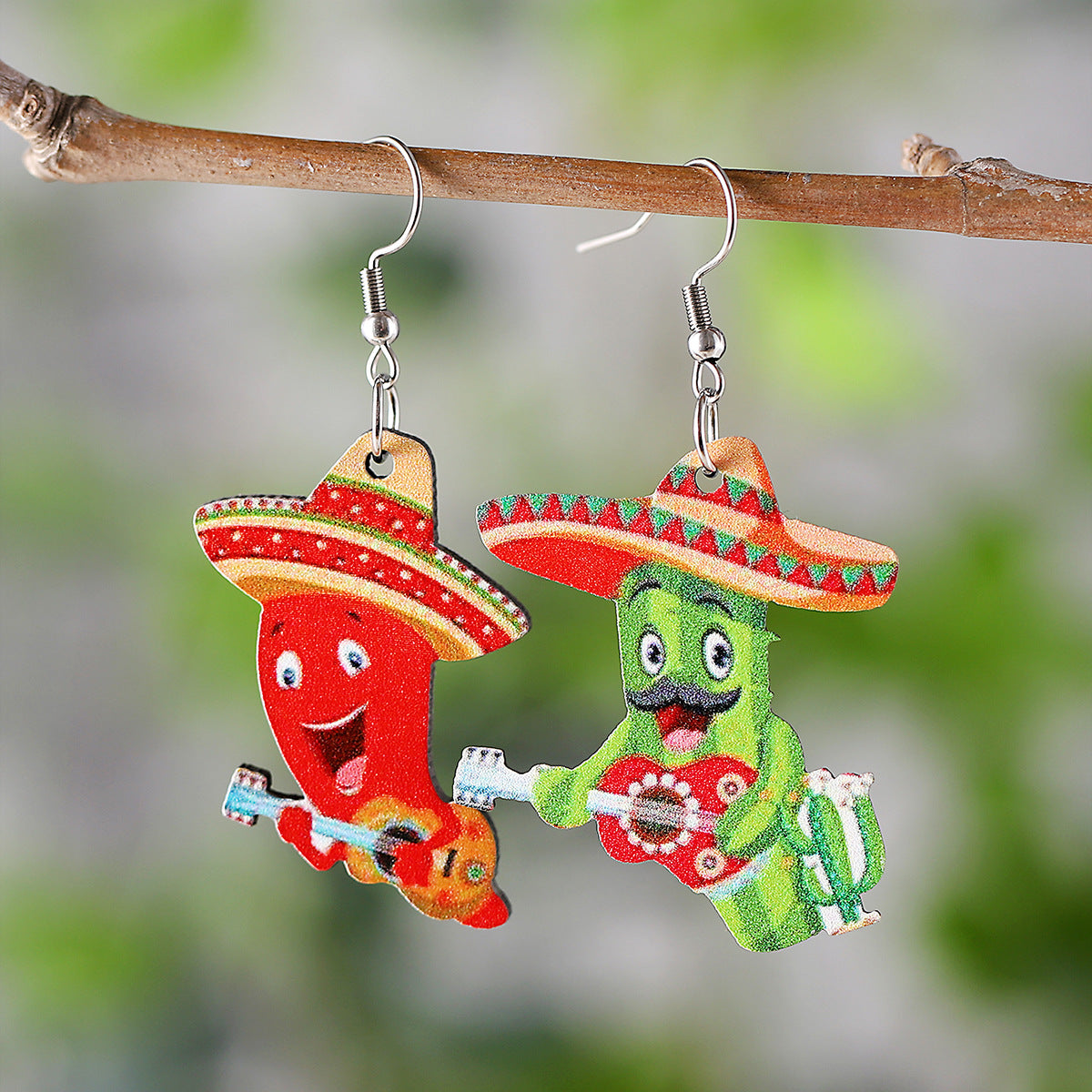 Wholesale  Mexico Fifth Festival of the Dead Cactus Skull Pendant Earrings