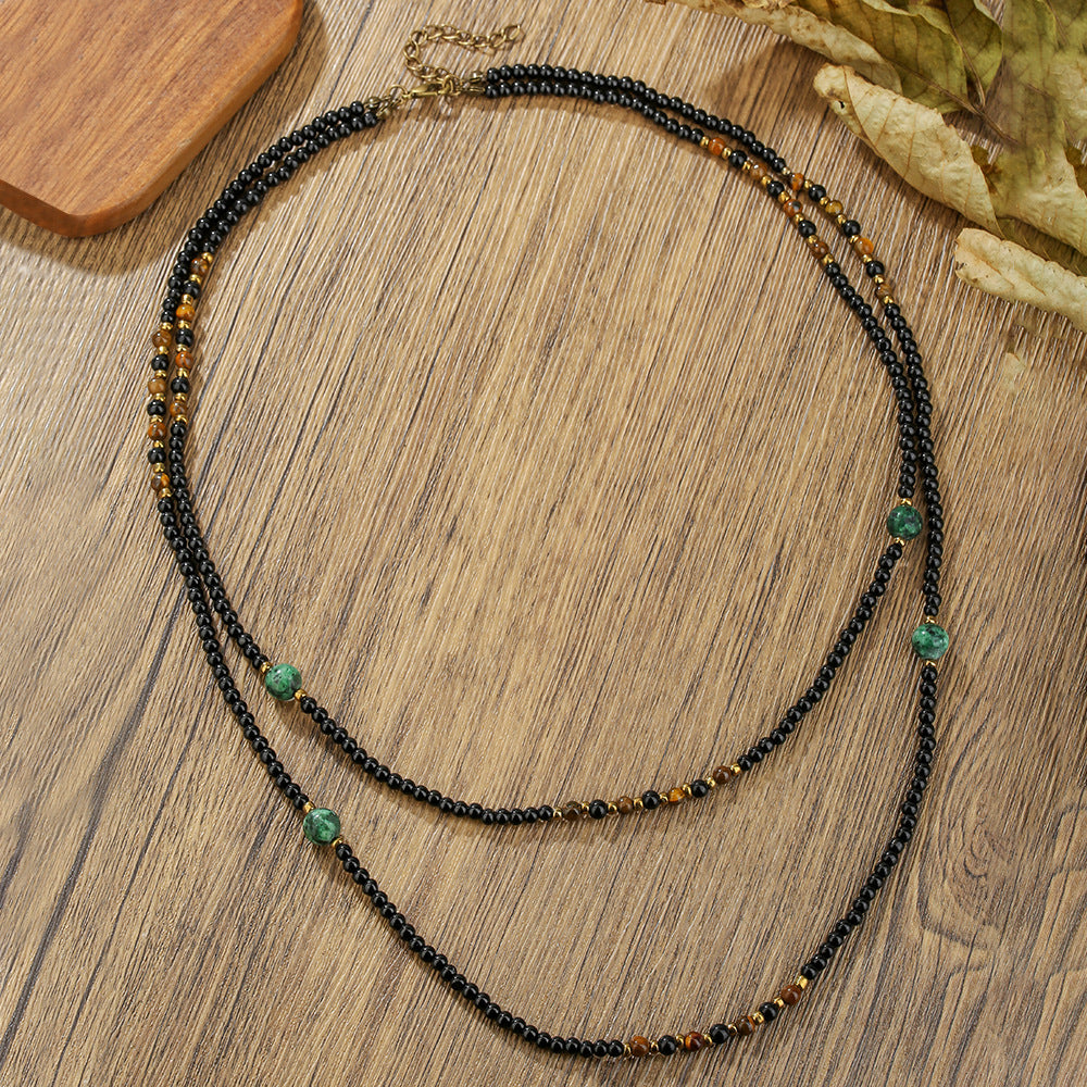 Wholesale Beaded Multi-Layer Turquoise Men' s Necklace Retro Hand-Woven Style