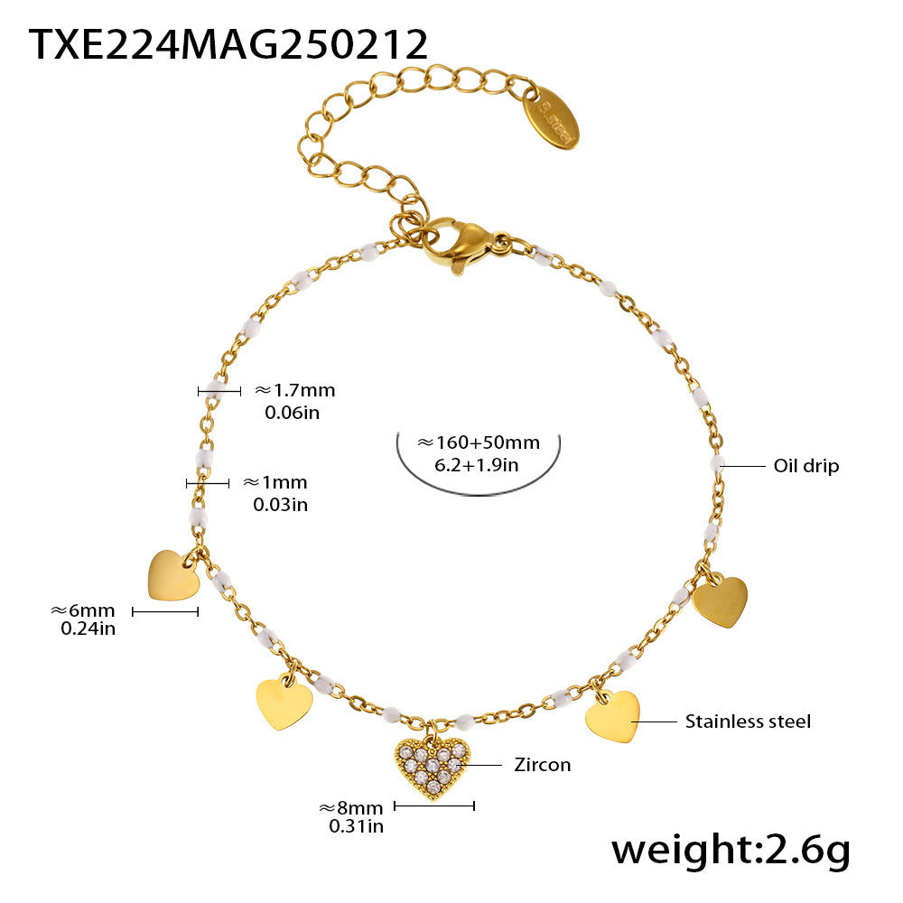 Wholesale zircon titanium steel necklace love clavicle chain