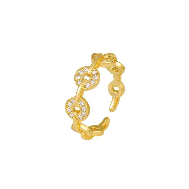 Wholesale Copper Electroplated Fashion Ring with Coin Design,  Trendy Everyday Wear Adjustable Open Ring for Women