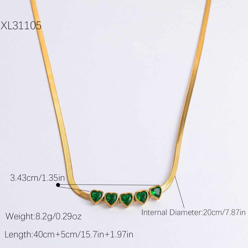 Wholesale Vintage Stainless Steel Diamond Heart Choker Necklaces  ACC-NE-YuHui002