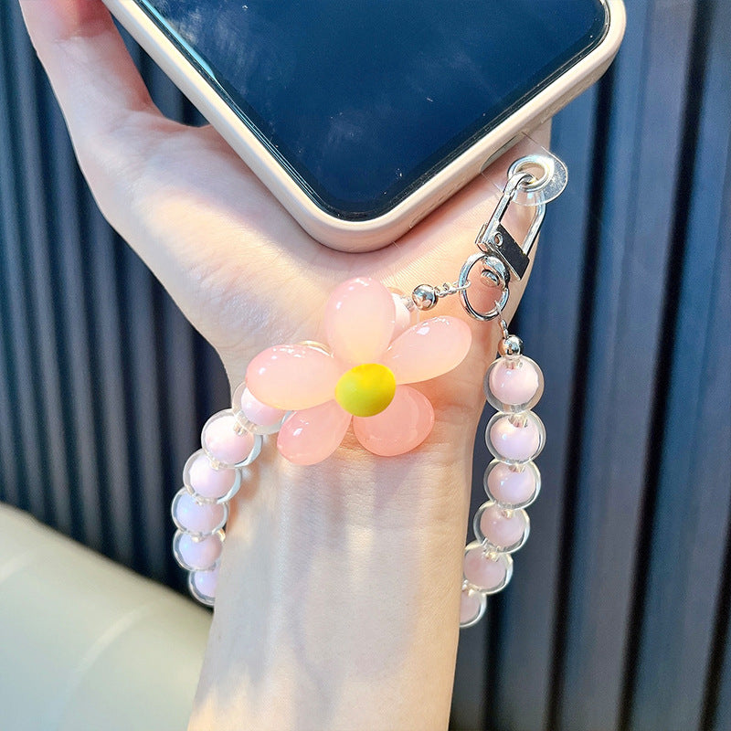 Wholesale  color beaded flower  wristlet keychain