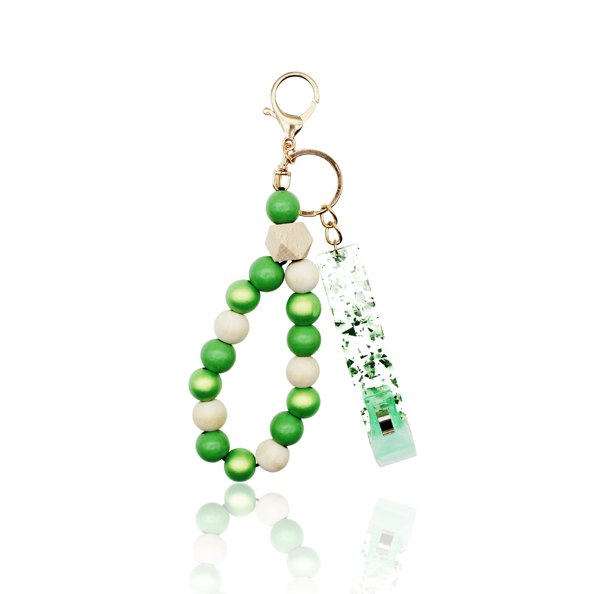 Wholesale ATM Bank Card Taker Wooden Beaded Wristlet Keychain ACC-KC-YTian011