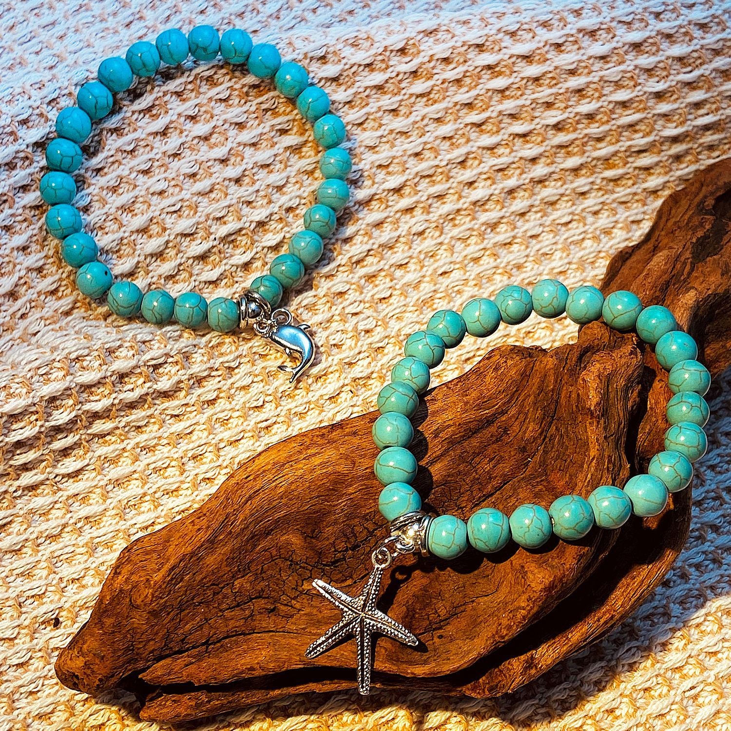 Wholesale Bohemian Turquoise Bead Bracelet Cross Starfish Turtle Design Fashion Accessory Gift for Resale