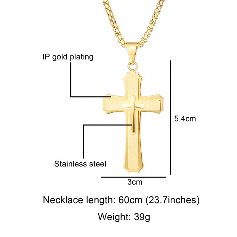 Wholesale Cross Stainless Steel Pendant Men's Necklace