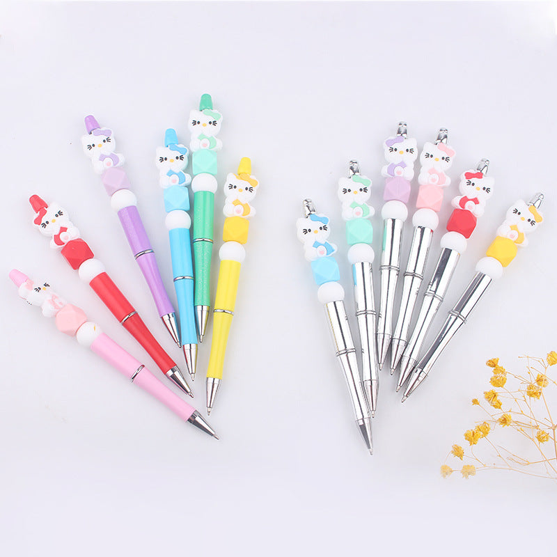 Wholesale Beaded Pen Creative Handmade Cat Silicone Beads Beaded Pen