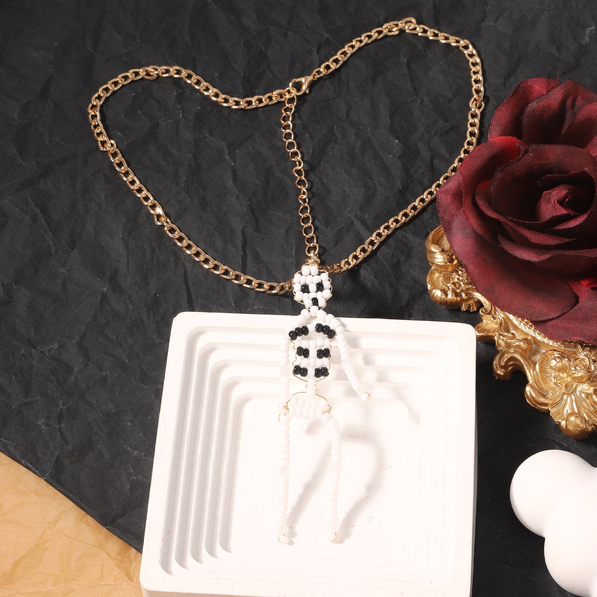 Wholesale  Beads Weaving Skeleton Ghost Earrings Necklace Set