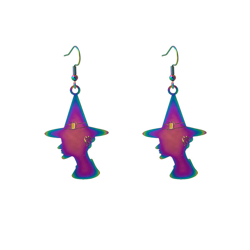 Wholesale Halloween Colorful Gradient Electroplating Stainless Steel Earrings ACC-ES-MDD042