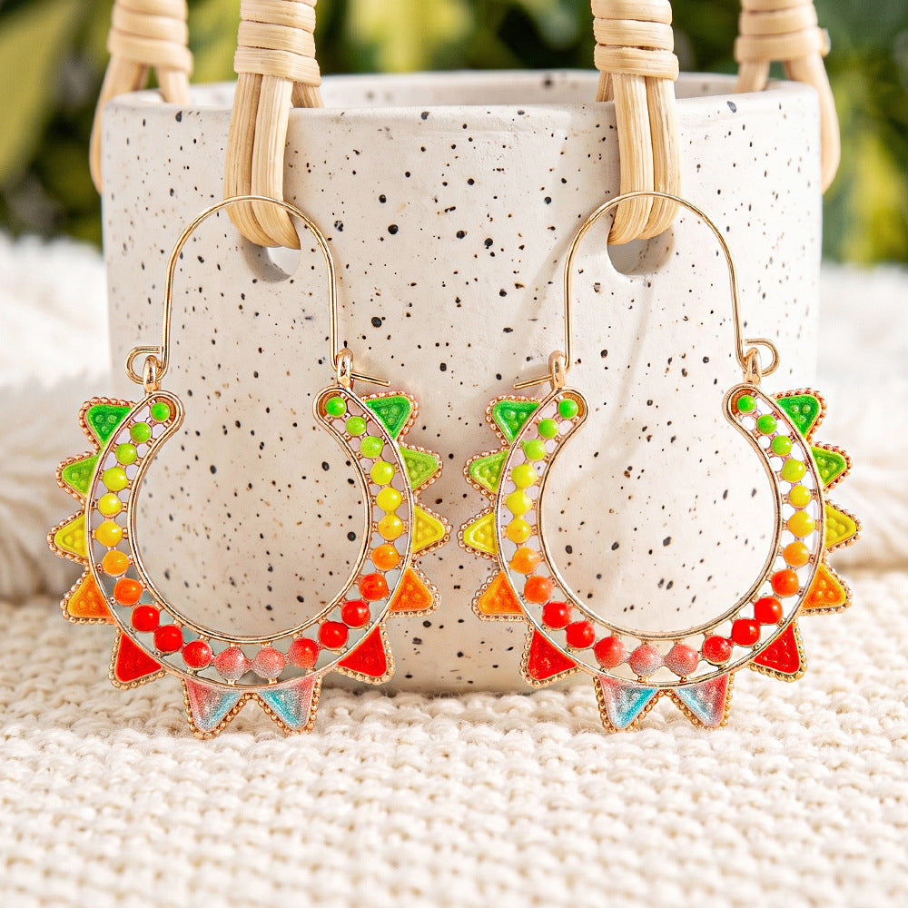 Wholesale Gold-Tone Zinc Alloy Bohemian Hollow-Out Earrings,  Fashion Accessory for Party Wear