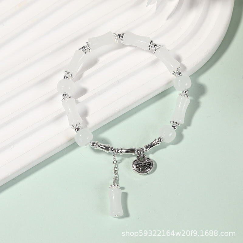 Wholesale New Chinese National Style Bamboo Section Beaded Bracelet,  Glazed Handmade Jewelry,  Travel Souvenir Gift for Women