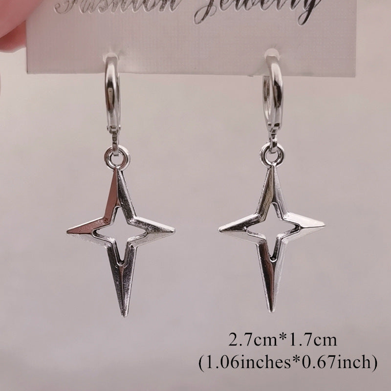 Wholesale Gothic Punk Star Cross Pendant Dangle Earrings Fashion Jewelry Accessory