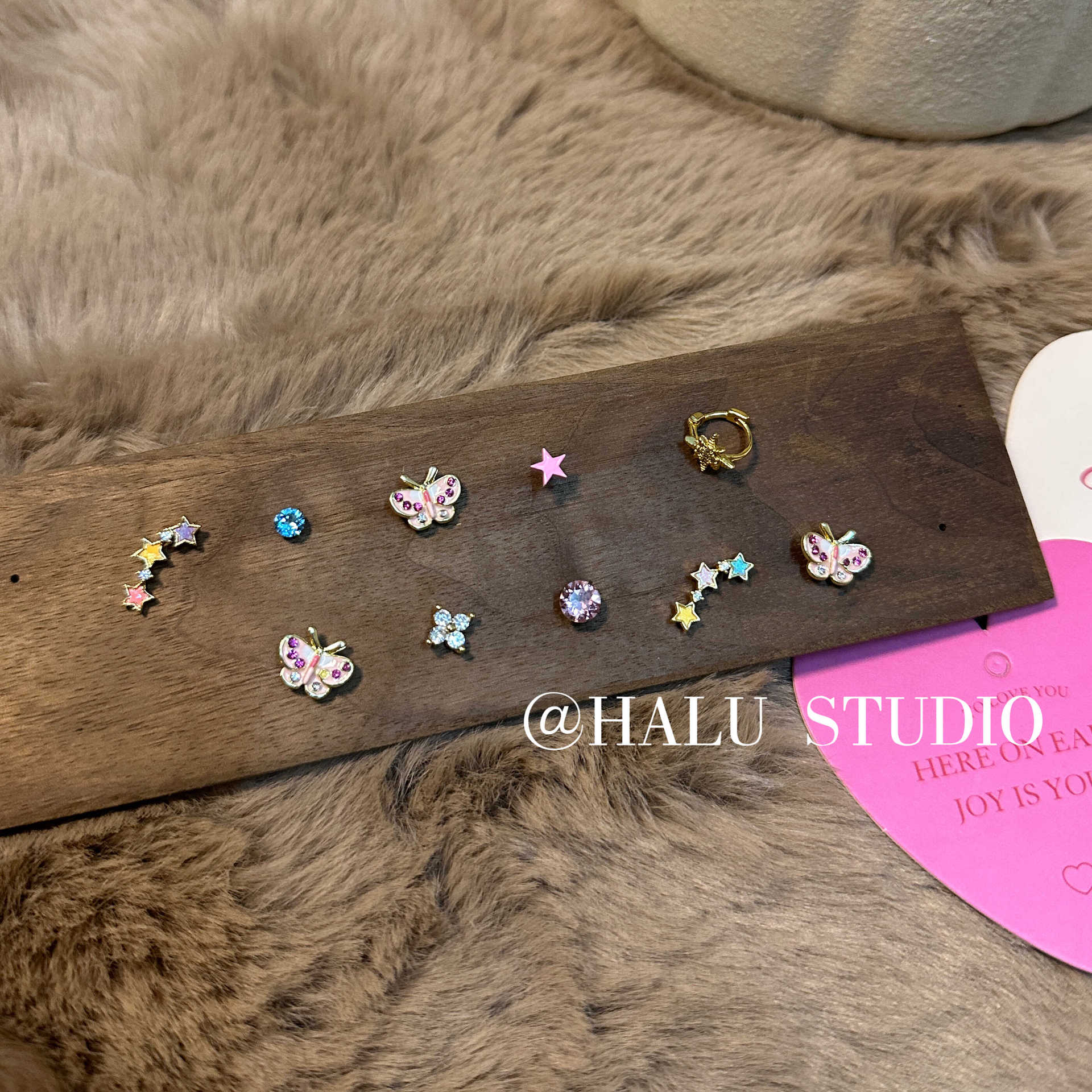 Wholesale  pink butterfly oil unique small and exquisite earrings