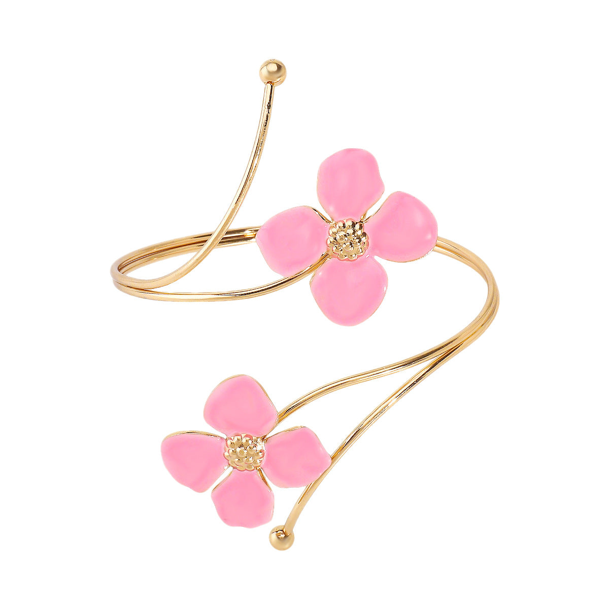 Bracciale all'ingrosso con fiori smaltati a doppia testa