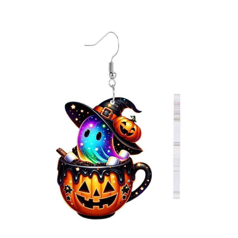 Wholesale  Rainbow Magic Ghost Pumpkin Pot Acrylic Earrings