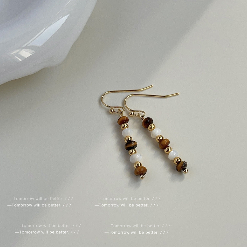 Wholesale Retro Natural Tiger Eye Stone Clavicle Necklace Copper Electroplated Fashion Jewelry Accessory
