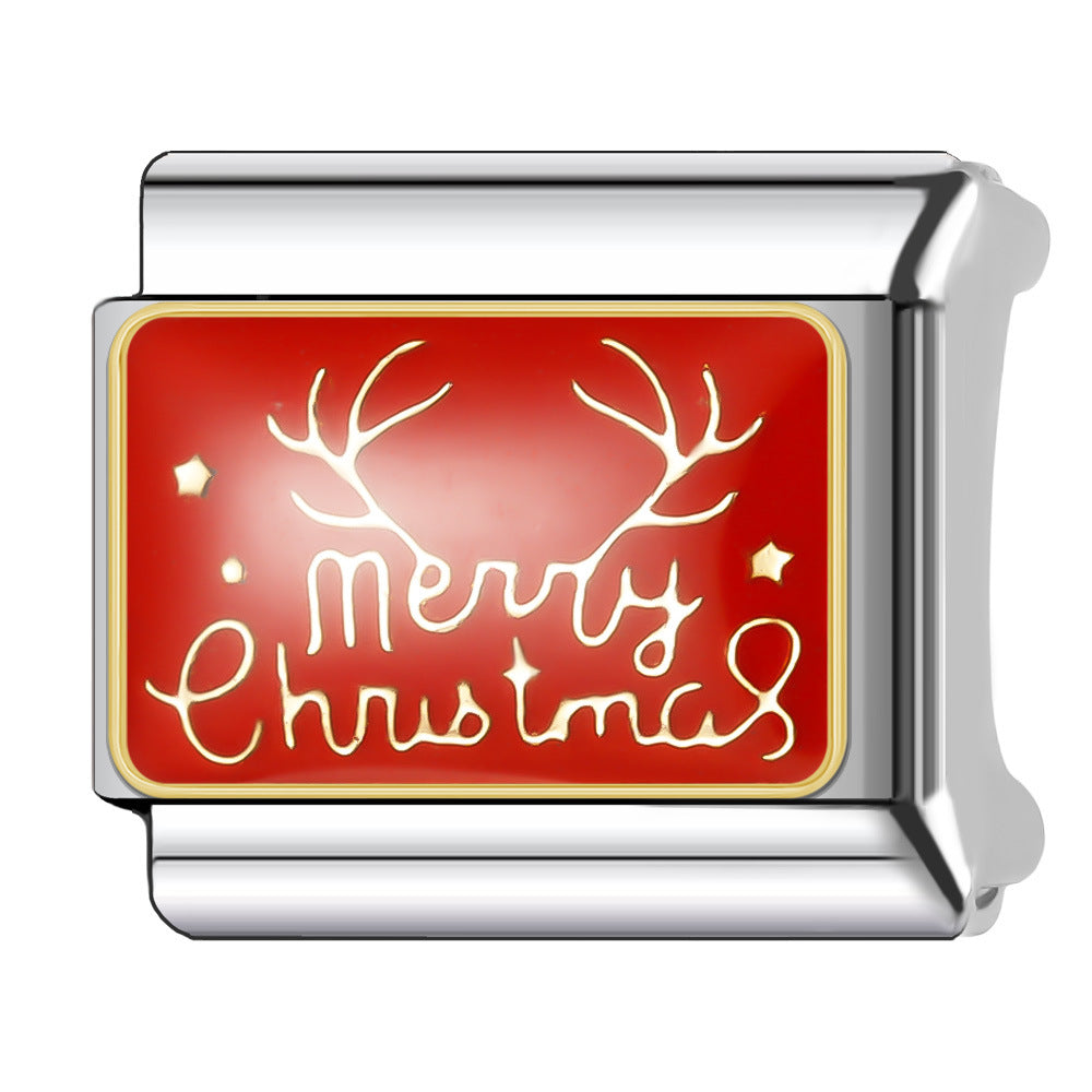 Wholesale Italian Charm Bracelet 9mm DIY Splicing Christmas Series Stainless Steel Composable Bracelet